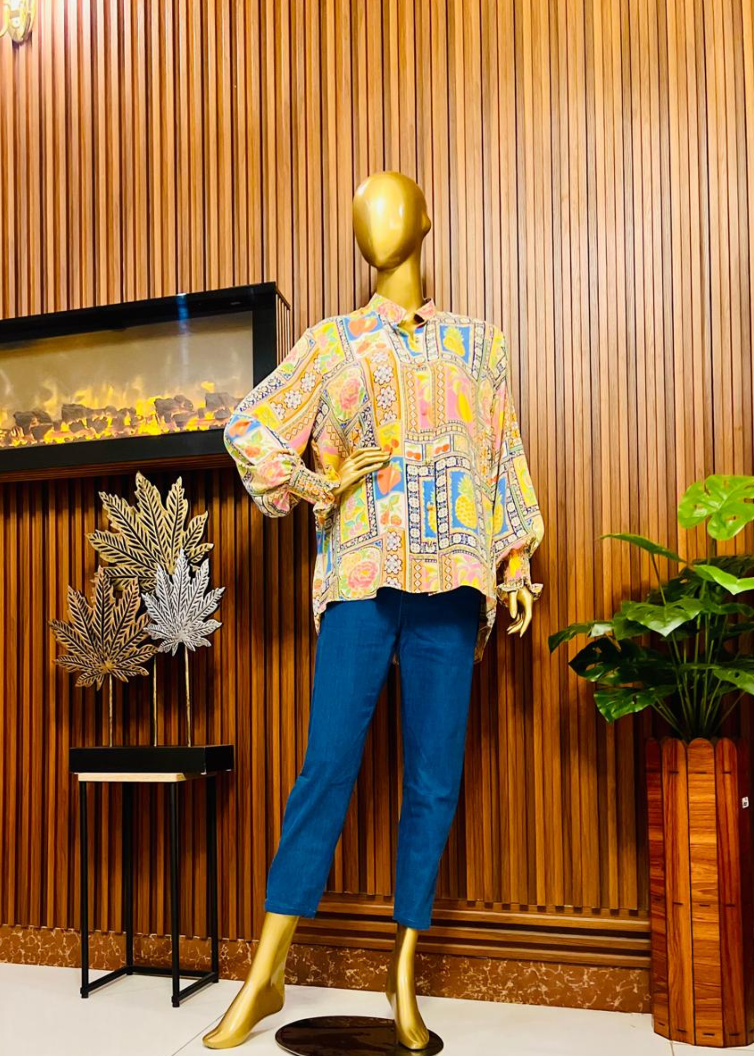 Georgette patchwork printed top. Womens clothing. Formal trending print