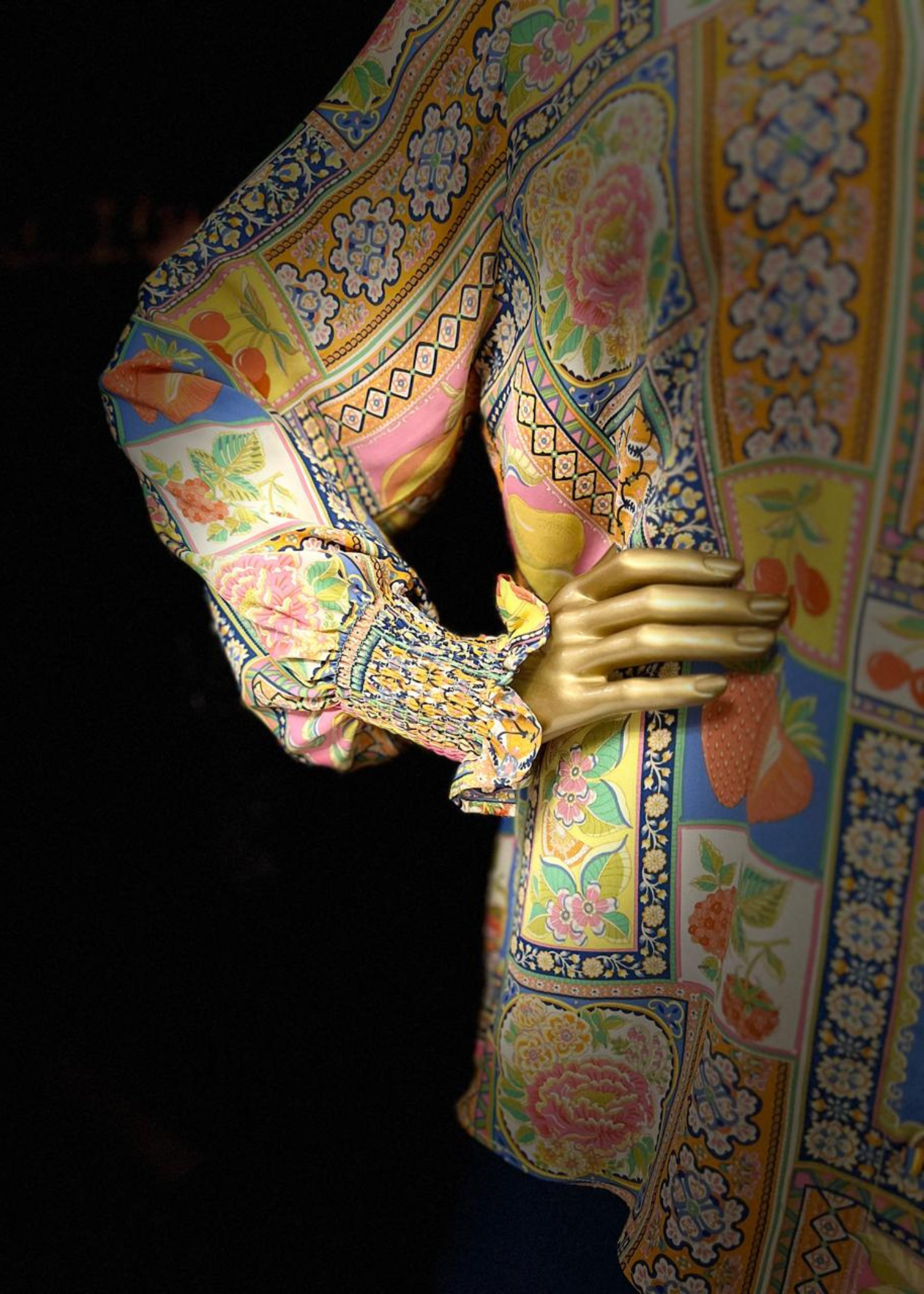 Georgette printed patchwork university wear top formal. Womens clothing